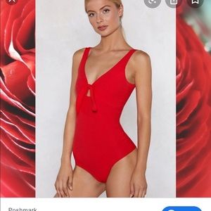 Nasty gal red ribbed bodysuit